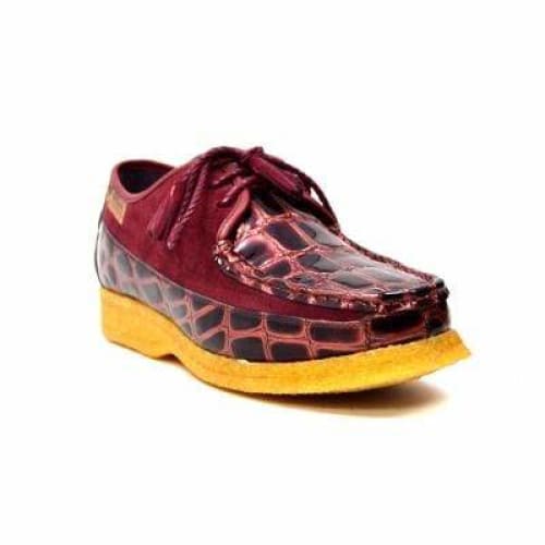 British Walkers Crown Croc Men's Burgundy Crocodile Leather And Suede Crepe Sole Limited Edition Style Shoes by British Walkers – Don't Panic Shoes