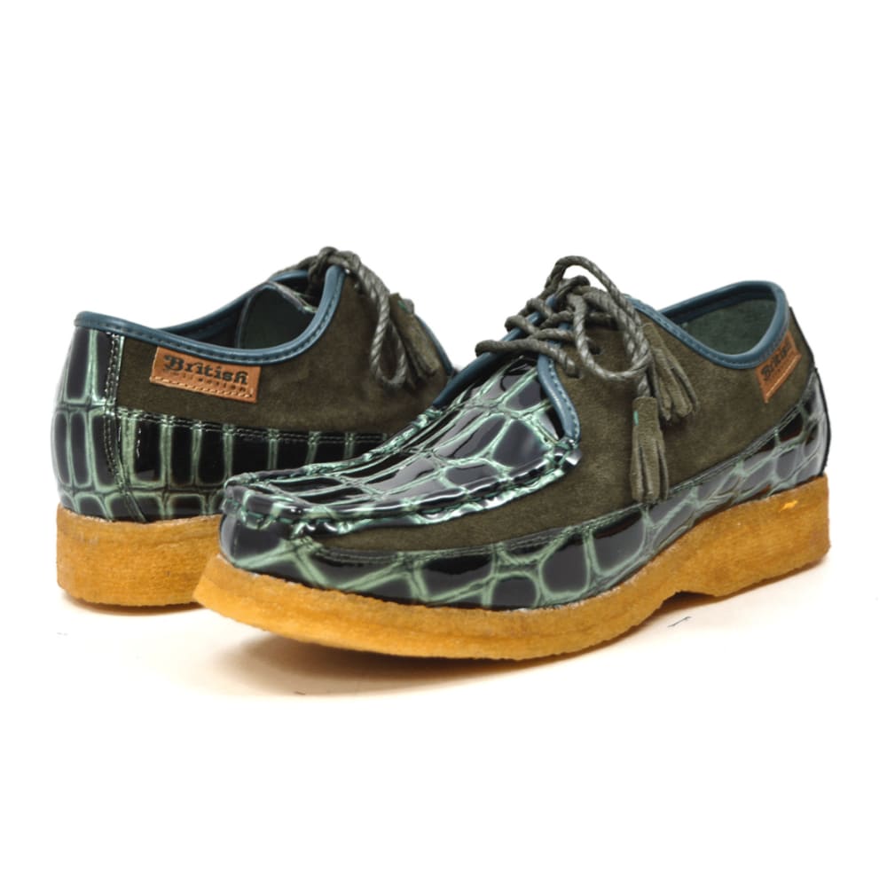British Walkers Crown Croc Men's Crocodile Leather And Suede Crepe Soled Lace Up Shoes Shoes by British Walkers – Don't Panic Shoes