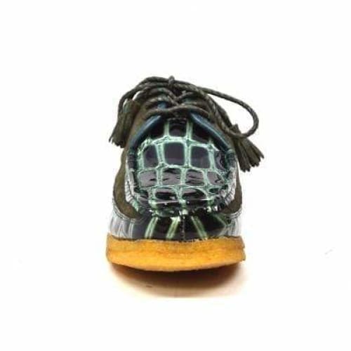 British Walkers Crown Croc Men's Green Crocodile Leather And Suede Crepe Sole Shoes Shoes by British Walkers – Don't Panic Shoes