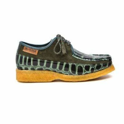 British Walkers Crown Croc Men's Green Crocodile Leather And Suede Crepe Sole Shoes Shoes by British Walkers – Don't Panic Shoes