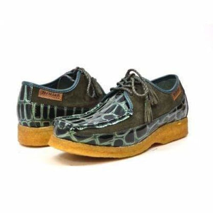 British Walkers Crown Croc Men's Green Crocodile Leather And Suede Crepe Sole Shoes Shoes by British Walkers – Don't Panic Shoes