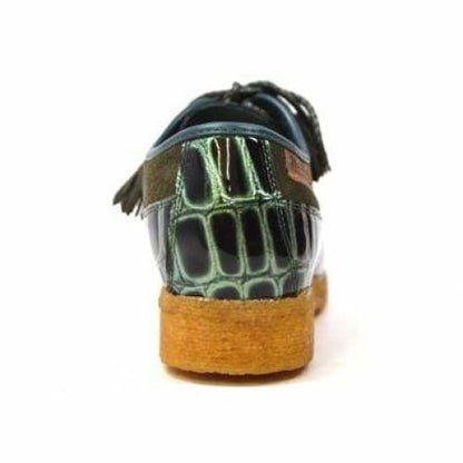 British Walkers Crown Croc Men's Green Crocodile Leather And Suede Crepe Sole Shoes Shoes by British Walkers – Don't Panic Shoes