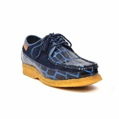 British Walkers Crown Croc Men's Navy Blue Crocodile Leather And Suede Limited Edition Style Shoes by British Walkers – Don't Panic Shoes