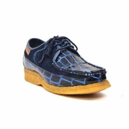 British Walkers Crown Croc Men's Navy Blue Crocodile Leather And Suede Limited Edition Style Shoes by British Walkers – Don't Panic Shoes