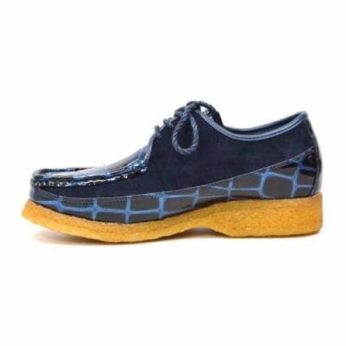 British Walkers Crown Croc Men's Navy Blue Crocodile Leather And Suede Limited Edition Style Shoes by British Walkers – Don't Panic Shoes