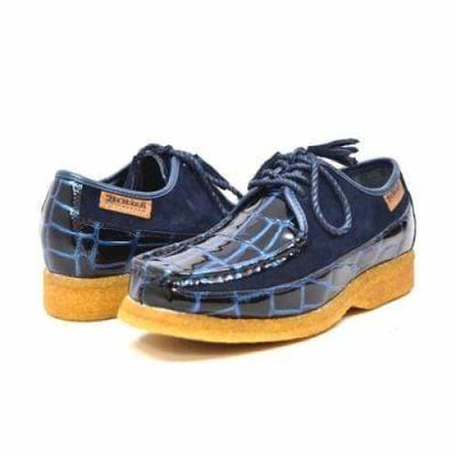 British Walkers Crown Croc Men's Navy Blue Crocodile Leather And Suede Limited Edition Style Shoes by British Walkers – Don't Panic Shoes