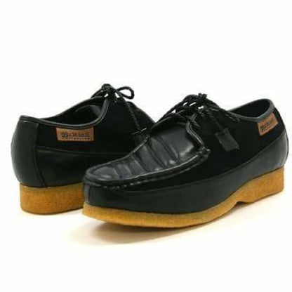 British Walkers Crown Men's Black Leather And Suede Crepe Sole Shoes by British Walkers – Don't Panic Shoes