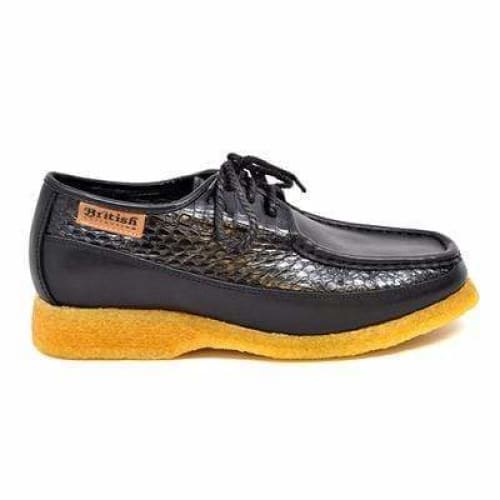 British Walkers Crown Men's Black Snake Leather Crepe Sole Oxfords Shoes by British Walkers – Don't Panic Shoes