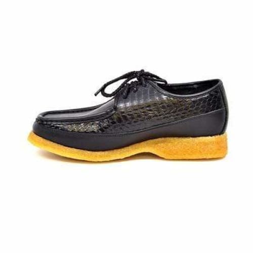 British Walkers Crown Men's Black Snake Leather Crepe Sole Oxfords Shoes by British Walkers – Don't Panic Shoes