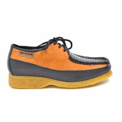 British Walkers Crown Men's Brown And Rust Snake Leather Crepe Sole Shoes by British Walkers – Don't Panic Shoes