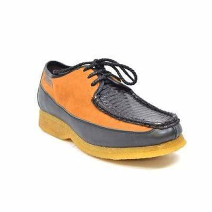 British Walkers Crown Men's Brown And Rust Snake Leather Crepe Sole Shoes by British Walkers – Don't Panic Shoes