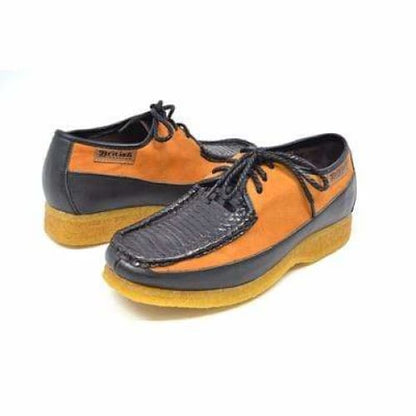 British Walkers Crown Men's Brown And Rust Snake Leather Crepe Sole Shoes by British Walkers – Don't Panic Shoes