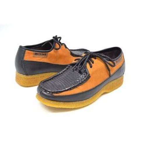 British Walkers Crown Men's Brown And Rust Snake Leather Crepe Sole Shoes by British Walkers – Don't Panic Shoes
