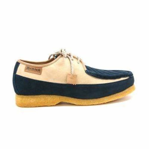 British Walkers Crown Men's Navy And Beige Suede Crepe Sole Low Top Shoes Shoes by British Walkers – Don't Panic Shoes