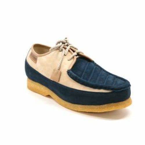 British Walkers Crown Men's Navy And Beige Suede Crepe Sole Low Top Shoes Shoes by British Walkers – Don't Panic Shoes