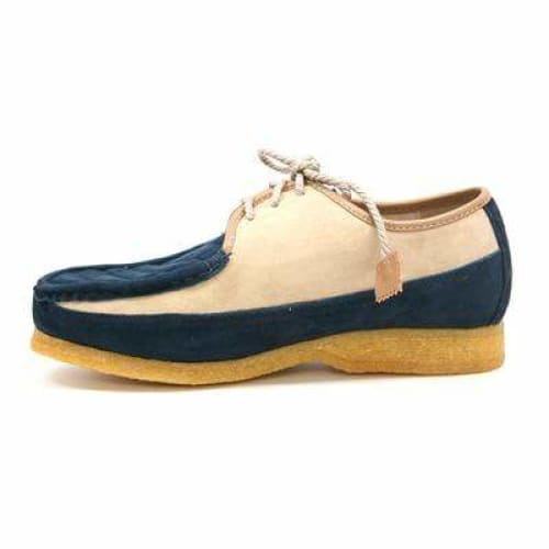 British Walkers Crown Men's Navy And Beige Suede Crepe Sole Low Top Shoes Shoes by British Walkers – Don't Panic Shoes