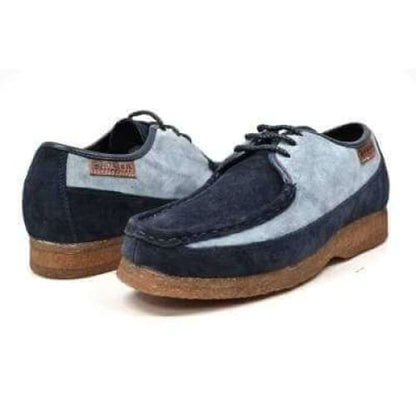 British Walkers Crown Men's Navy And Light Blue Suede Crepe Sole Low Top Shoes Shoes by British Walkers – Don't Panic Shoes