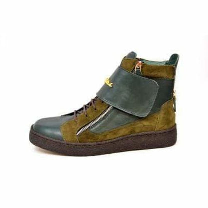 BritiSh Walkers Empire Men’s Green Leather Crepe - Sole High - Top Boots – HAndcrafted Blend Of Modern Style and Classic British Craft Shoes by British Walkers – Don't Panic Shoes