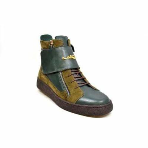 British Walkers Empire Men's Green Leather Crepe Sole High Tops