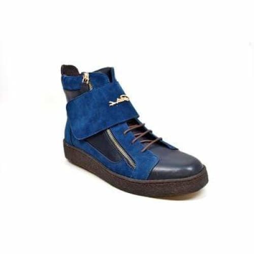 BritiSh Walkers Empire Men’s Navy Blue Leather Crepe - Sole High - Top Boots – Handcrafted Classic With Modern British Edge Shoes by British Walkers – Don't Panic Shoes
