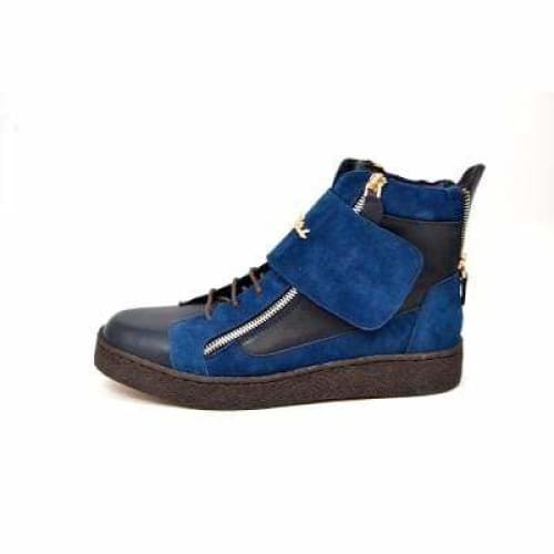 British Walkers Empire Men's Navy Blue Leather Crepe Sole High Tops