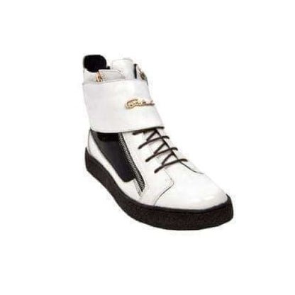 BritiSh Walkers Empire Men’s White & Black Leather Crepe - Sole High - Top Boots – Handcrafted Two - Tone Classic With Bold British Style Shoes by British Walkers – Don't Panic Shoes
