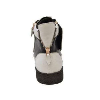 BritiSh Walkers Empire Men’s White & Black Leather Crepe - Sole High - Top Boots – Handcrafted Two - Tone Classic With Bold British Style Shoes by British Walkers – Don't Panic Shoes