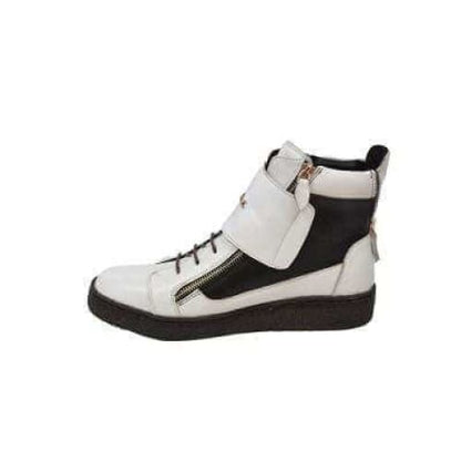 BritiSh Walkers Empire Men’s White & Black Leather Crepe - Sole High - Top Boots – Handcrafted Two - Tone Classic With Bold British Style Shoes by British Walkers – Don't Panic Shoes