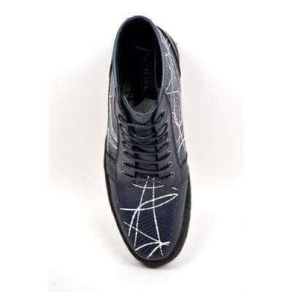 British Walkers Extreme Navy Leather High Top With Linear Design Shoes by British Walkers – Don't Panic Shoes