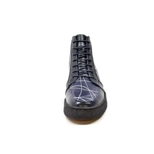British Walkers Extreme Navy Leather High Top With Linear Design Shoes by British Walkers – Don't Panic Shoes