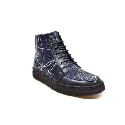 British Walkers Extreme Navy Leather High Top With Linear Design Shoes by British Walkers – Don't Panic Shoes