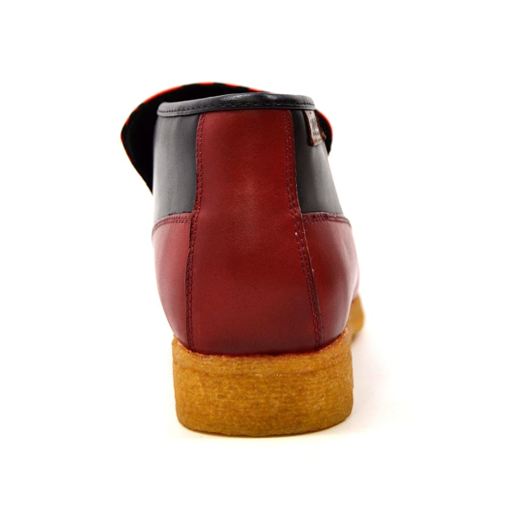 BritiSh Walkers Freedom – Red Fabric Pattern Men’s Leather & Suede Slip - On | Handcrafted Mixed - Material Style With Bold Premium Detail Shoes by British Walkers – Don't Panic Shoes