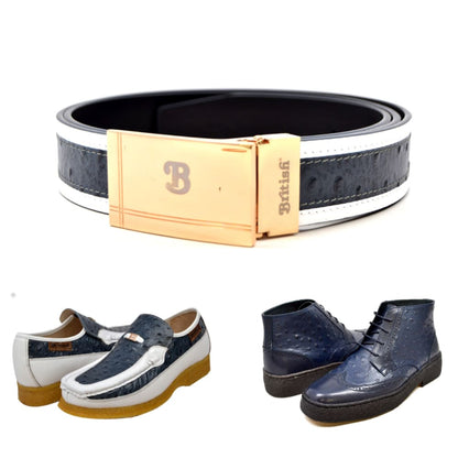 British Walkers Harlem Belt Men's Ostrich Leather (Matching Belt Only) Shoes by British Walkers – Don't Panic Shoes