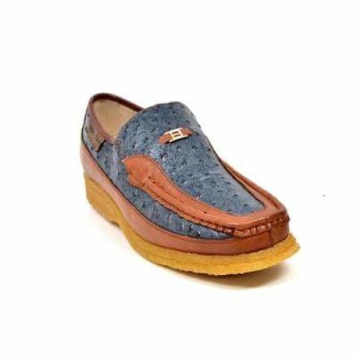 British Walkers Harlem Men's Blue And Tan Leather Crepe Sole Slip On Shoes Shoes by British Walkers – Don't Panic Shoes