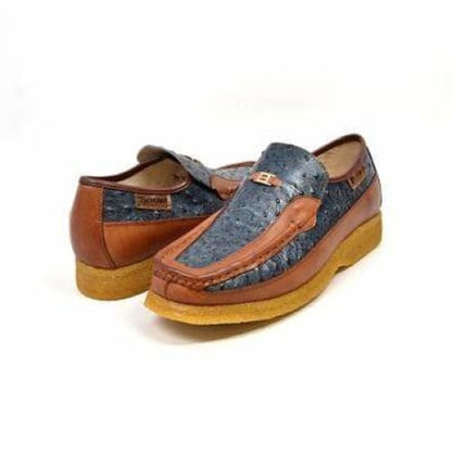 British Walkers Harlem Men's Blue And Tan Leather Crepe Sole Slip On Shoes Shoes by British Walkers – Don't Panic Shoes