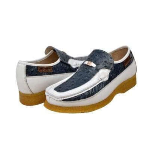 British Walkers Harlem Men's Blue and White Leather With Crepe Sole
