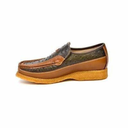 British Walkers Harlem Men's Olive And Khaki Leather Crepe Sole Slip On Shoes Shoes by British Walkers – Don't Panic Shoes