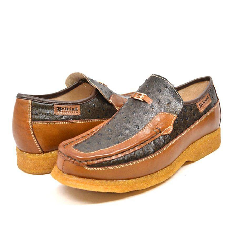 British Walkers Harlem Men’s Ostrich Leather Slip Ons