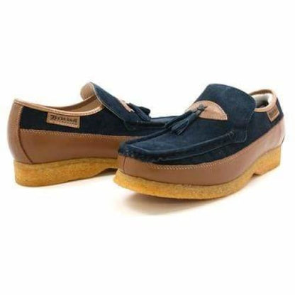 British Walkers King Men's Old School Navy And Tan Suede Slip On Shoes Shoes by British Walkers – Don't Panic Shoes