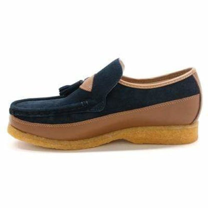 British Walkers King Men's Old School Navy And Tan Suede Slip On Shoes Shoes by British Walkers – Don't Panic Shoes
