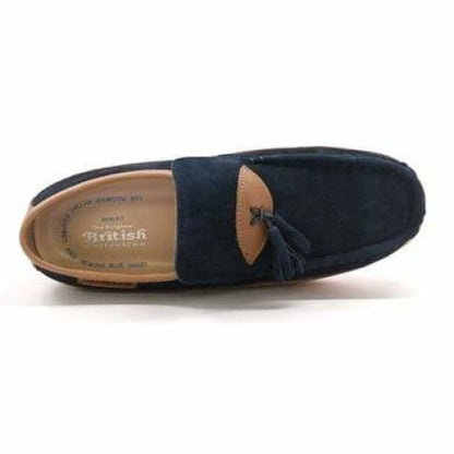 British Walkers King Men's Old School Navy And Tan Suede Slip On Shoes Shoes by British Walkers – Don't Panic Shoes