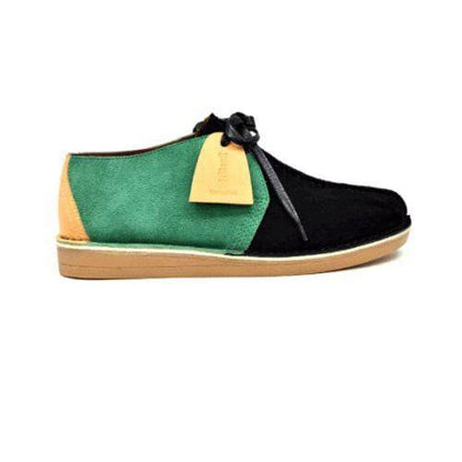 BritiSh Walkers Kingston Men’s Jamaica Green–Yellow–Black Split - Toe Leather & Suede Shoes – Handcrafted Island Heritage Luxury With Bold Cultural Flair Shoes by British Walkers – Don't Panic Shoes