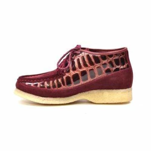 BritiSh Walkers Knicks Croc Men’s Burgundy Crocodile Leather & Suede Chukka Boots – HAndcrafted Limited Edition Icon Of Exotic Prestige and Bold British Style Shoes by British Walkers – Don't Panic Shoes