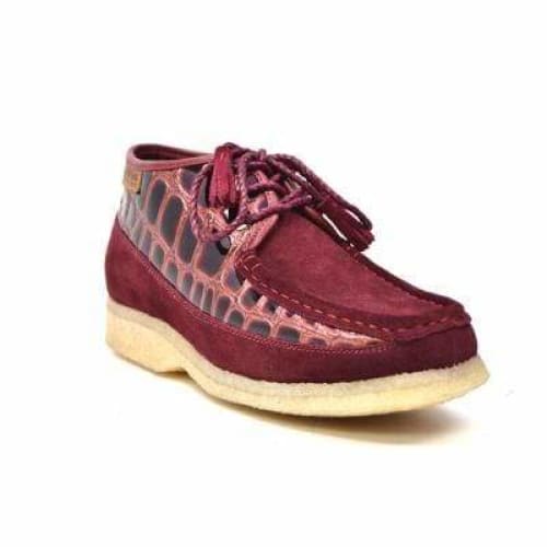 BritiSh Walkers Knicks Croc Men’s Burgundy Crocodile Leather & Suede Chukka Boots – HAndcrafted Limited Edition Icon Of Exotic Prestige and Bold British Style Shoes by British Walkers – Don't Panic Shoes