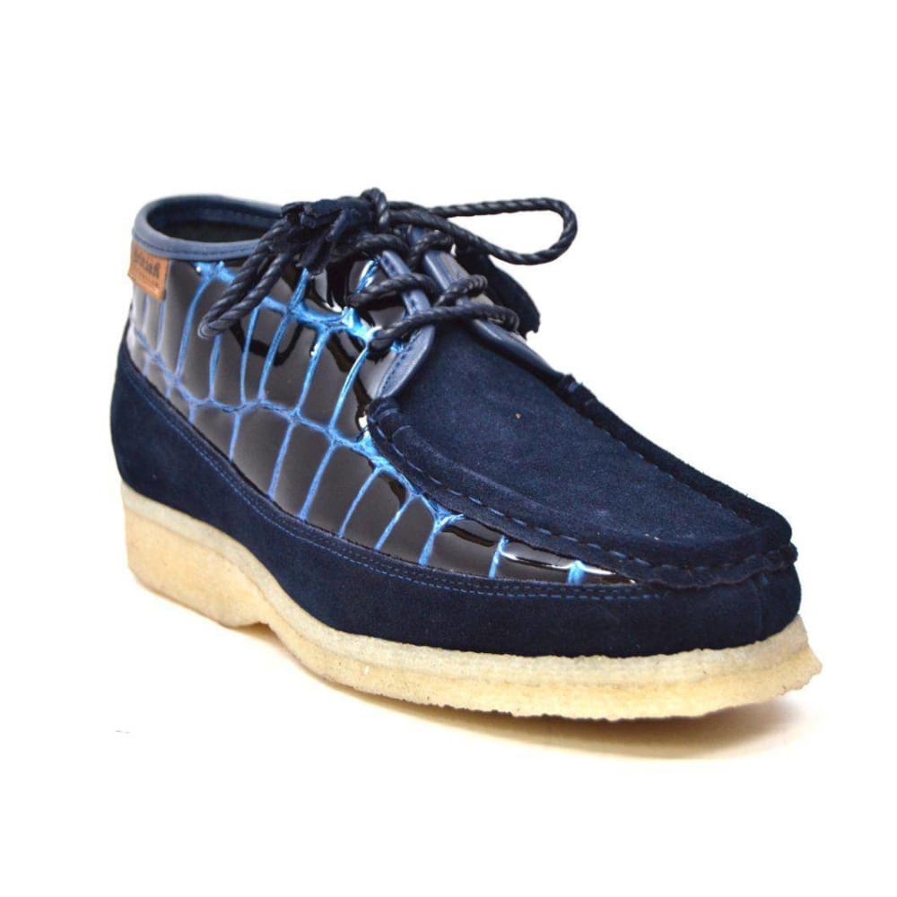 BritiSh Walkers Knicks Croc Men’s Exotic Crocodile Leather & Suede Chukka Boots – Handcrafted Urban Luxury With Bold Signature Style Shoes by British Walkers – Don't Panic Shoes