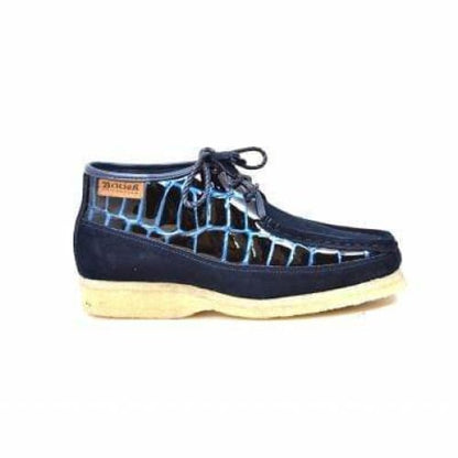 BritiSh Walkers Knicks Croc Men’s Navy Blue Crocodile Leather & Suede Chukka Boots – Handcrafted Exotic Luxury With Modern Urban Edge Shoes by British Walkers – Don't Panic Shoes