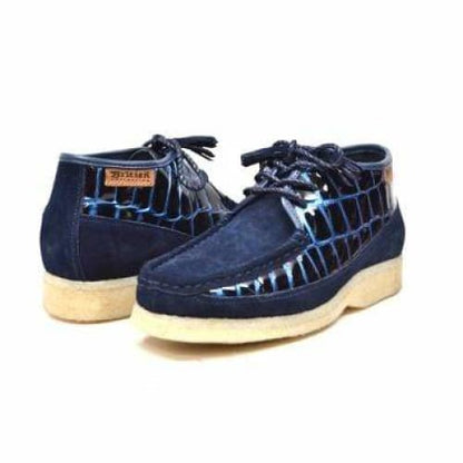 BritiSh Walkers Knicks Croc Men’s Navy Blue Crocodile Leather & Suede Chukka Boots – Handcrafted Exotic Luxury With Modern Urban Edge Shoes by British Walkers – Don't Panic Shoes