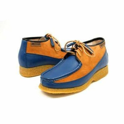 British Walkers Knicks Men's Blue And Rust Leather And Suede Shoes by British Walkers – Don't Panic Shoes