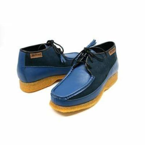 British Walkers Knicks Men's Light Blue Suede And Navy Leather Shoes by British Walkers – Don't Panic Shoes