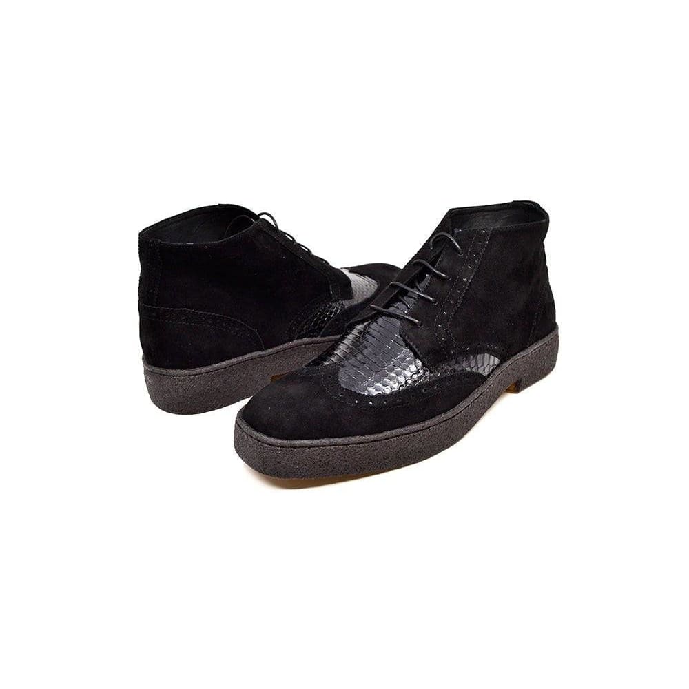 British Walkers Men’s Wingtip Black Snake Skin & Suede